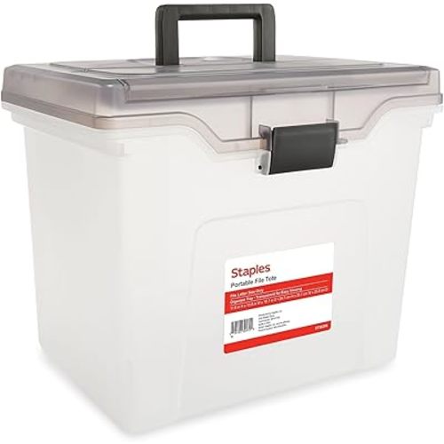 STAPLES Portable File Tote, Letter Size, Clear (ST58298)