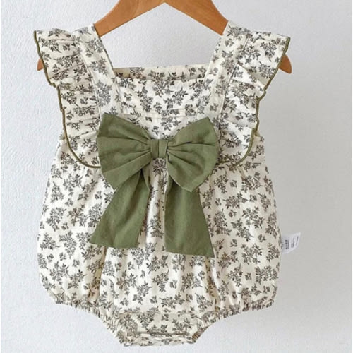 Gardenia Floral Baby Onesie with Bow – Peachy Bloomers