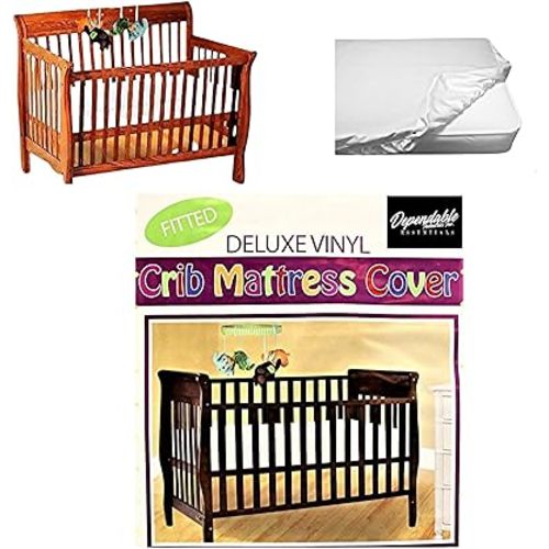 Deluxe Vinyl Fitted Crib Mattress Cover Protector 28" x 52" Standard Size Waterproof Protects and Keeps Mattress Clean and Dry