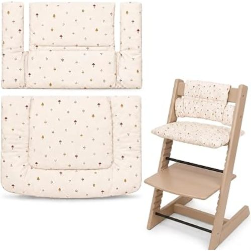 High Chair Cushion Compatible with Stokke Tripp Trapp, Cream Mushroom