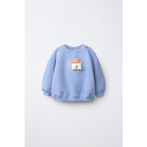 PATCHWORK HOUSE SWEATSHIRT - Bluish | ZARA United States