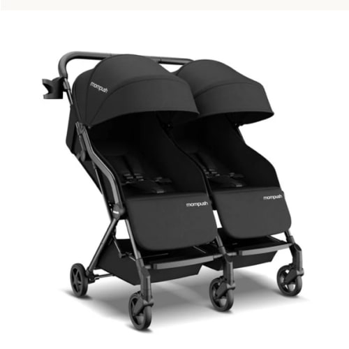Mompush Lithe Lightweight Double Stroller For Infant and Toddler | Black
