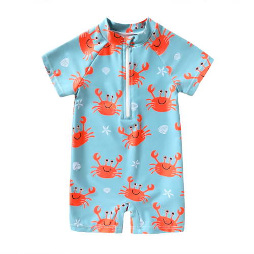 MAMAMI Newborn Infant Baby Boys Swimsuit One-Piece Zipper Cartoon Fish Print Bodysuit Toddler Cute Bathing Suit