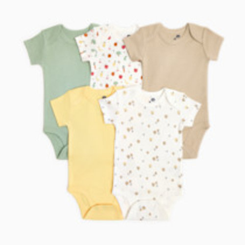 Small Story Organic Cotton Short-Sleeve Printed Bodysuit (5 Pack) - Veggie Garden, 3-6 M