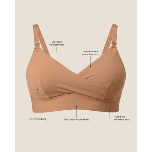 SoftStretch Cotton Nursing Bra | Buff - Kindred Bravely