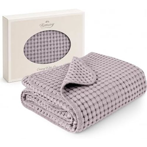 Konssy Waffle Baby Blanket for Boys & Girls, Soft Newborn Swaddle Blanket