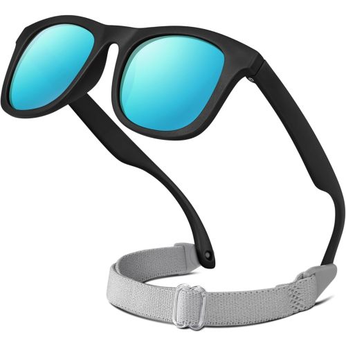 RIVBOS Baby Sunglasses Boys&Girls with Strap UV400 Polarized Flexible for Toddler,Infant and Newborn(0-24month) RBK0231