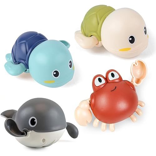 YOLOMOON Baby Bath Toys for Toddlers 1-3, Swimming Turtle Crab Whale Bath Toys for Floating Wind Up, Baby & Toddler Bathtub Toy for 1 2 3 Year Old Boy Girls Kids Gift, Pool Water Toys 6 9 12 18 Months