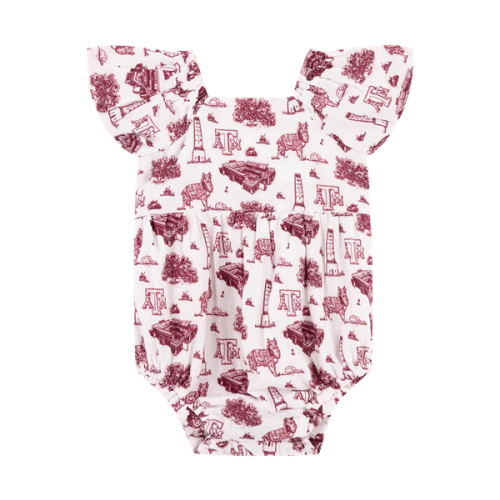Texas A&M Toile Puff Sleeve Onesie
