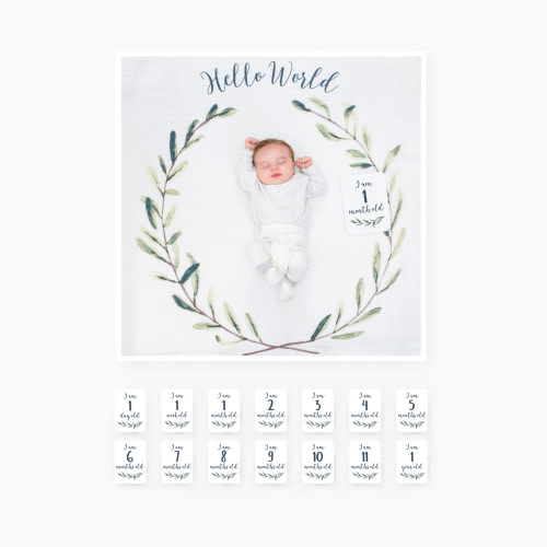 Lulujo Blanket and Milestone Cards - Hello World