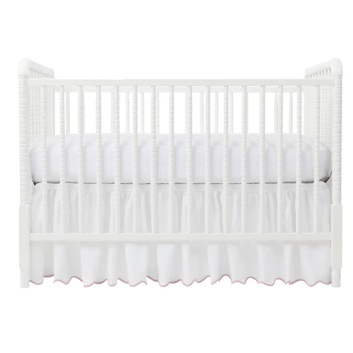 Pink Pique Crib Skirt Long Side