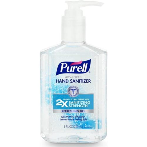 PURELL Advanced Hand Sanitizer, Refreshing Gel, 8 fl oz Sanitizer Table Top Pump Bottles (Pack of 2) - 9652-06-EC2PK