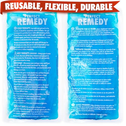 Perfect Remedy 2-Pack Gel Ice Packs for Injuries Reusable, Hot & Cold Pack that’s Durable, Soft & Flexible, Fast Relief & Recovery (Blue, Reg 2PK)
