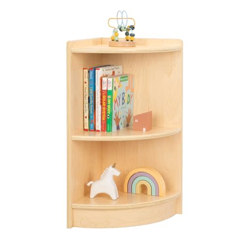 OOOK Wood Corner Cabinet, 2-Tier Toy Organizers and Storage, Montessori Shelf for Kids Room, Playroom, Nursery, Classroom, Kindergarten