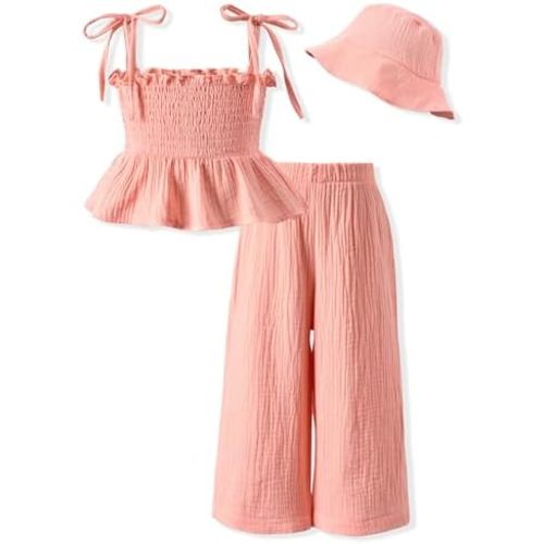 Aalizzwell Toddler Girls Summer Outfit with Hat 1-5 Years