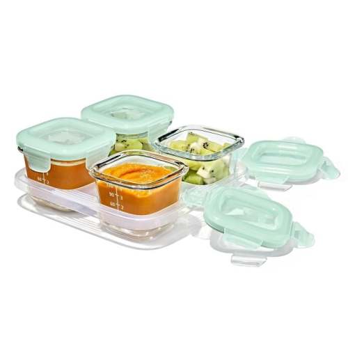 Glass Baby Blocks Food Storage Containers (4 oz) - Opal