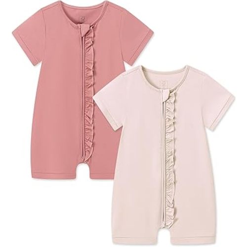 JunNeng Rayon Viscose from Bamboo Baby Zipper Romper,Soft Jumpsuit Short Sleeve One Piece Coverall for Boy Girl