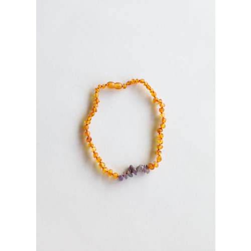 Raw Honey Baltic Amber + Raw Amethyst || Necklace – CanyonLeaf