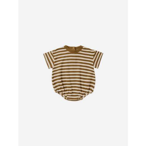 Relaxed Bubble Romper || Saddle Stripe