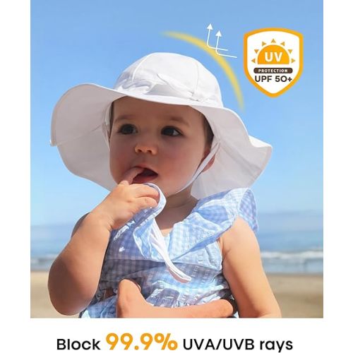 Baby Sun Hat Toddler Beach Hats with UPF 50+ Sun Protection, 6-24 M