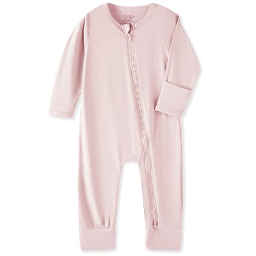Rayon from Bamboo Baby Pajamas Sleeper with Mitten Cuffs & 2-Way Zipper Tagless Rompers for Infant 0-24 Months