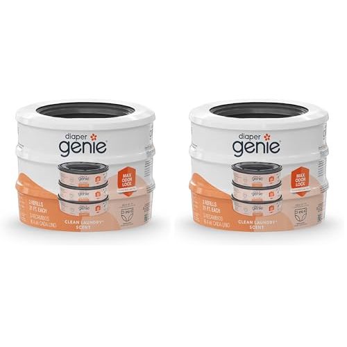 Diaper Genie Bags Refills 270 Count (Pack of 6) Clean Laundry Scent | Diaper Pail Refills with Max Odor Lock | Holds up to 810 Newborn Diapers