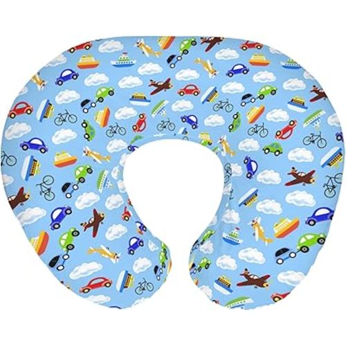 Planes Automobiles Transport Baby Nursing Pillow Covers for Boy Girl Airplanes Boats Bike Car Clouds Blue Nursing Slipcovers for Breastfeeding Pillows Travel Soft Stretchy Cover for Newborn Infant
