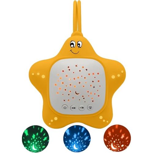 Portable White Noise Machine for Baby | Sleep Aid Music Lullaby Sound Machine with Star Projector for Nursery, Home, Travel | Gift for Infants, Toddlers, Kids