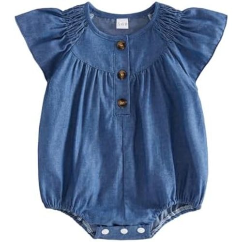 Kuriozud Newborn Baby Girl Summer Clothes Ruffle Smocked Romper Jumpsuit One Piece Outfit Cute Infant Girl Clothing