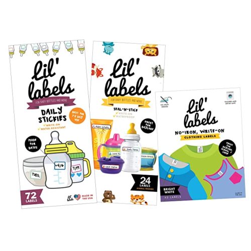 Daycare MEGA Pack - Write On Kids Name Tags, Waterproof: Animal Bottle Tags/Clothing Labels/Date Labels