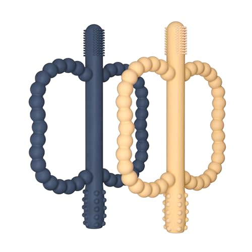 2 Pack Baby Silicone Teething Toys, Teething Sticks for Babies,Silicone teether Tubes for Baby Girl,BPA Free, Soothe Gums for 0-6 3-12 18-36 Months, Newborn Infants Toddler Sensory Chew Toys