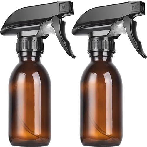 4oz Amber Glass Spray Bottles (2 Pack) - Refillable with Dropper, Funnel & 4 Labels | UV Protection for Essential Oils, Hair Care, Cleaning Solutions