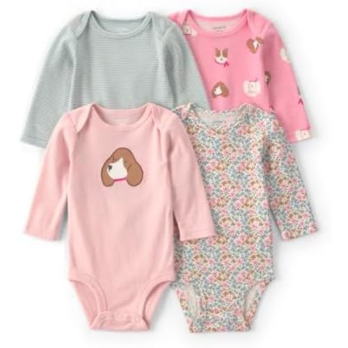 Carter's Baby Girls' 4-pack Long Sleeve Bodysuits