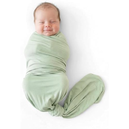 Baby Swaddle Blanket 46x46in – Soft Breathable Lightweight Stretchy Receiving Blanket for Unisex Newborn, Sage Green
