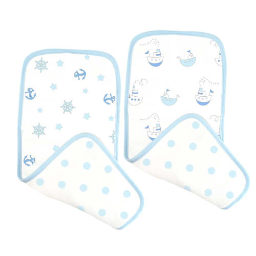 Muslin Baby Burpies - Classic Collection (Set of 2), Pastel Blue