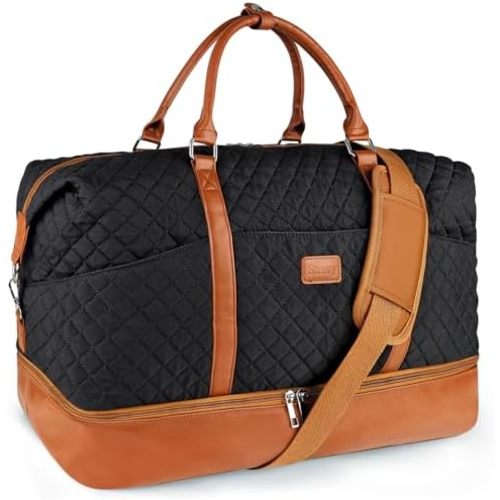 Weekender Bag, Large Travel Duffel Bag for Women, Carry on Overnight Bag with Shoe Compartment and Toiletry Bags
