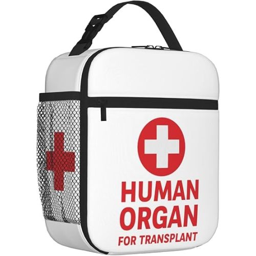 Poacnip Human Organ For Transplant Insulated Lunch Bag Portable Reusable Lunch Box Medical Theme Thermal Cooler Tote Bag With Pockets For Nurses & Doctors Women Men Gift