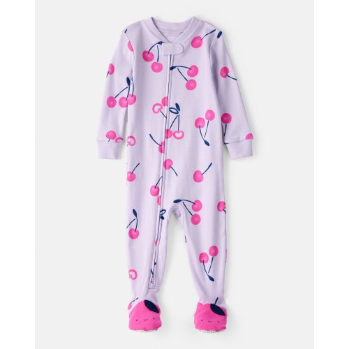 Baby Girl Cherry 100% Cotton Snug Fit 2-Way Zip Footie 1-Piece Pajamas - Purple - Carter's | Carter's