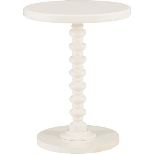 Powell Tarkin Round Off White Turned Spindle Pedestal Side Accent Table
