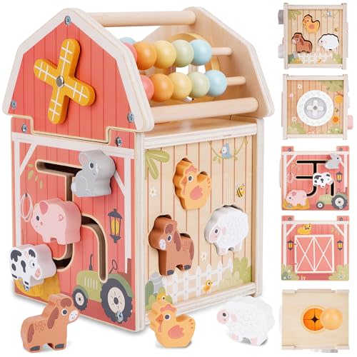Melofaver Montessori Toys for 1 2 3 Year Old, Wooden Farm Animal Toys for Toddlers 1-3, Baby 12-18 Months Toy, 1 2 Year Old Girl Boy Birthday Gift, Kids Educational Learning Toys Gifts for Girls Boys