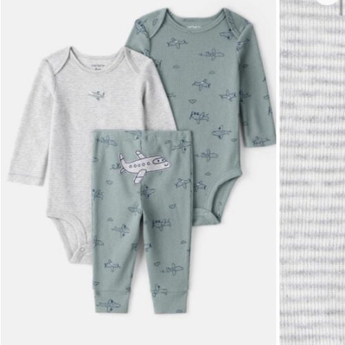 Baby Boy 3-Piece Airplane Print Long-Sleeve Bodysuit & Pant Set - Blue | Carter's