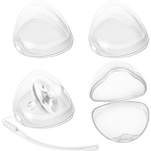 Pacifier Case,4 Pack BPA Free Pacifier Holder Case with Lanyard for Diaper Bag,Pacifier Container Box for Baby Binky Nipple Travel,Essential Pacifier Accessories,Easy to Clean,Transparent