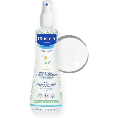Mustela Baby Hair Styler & Skin Freshener - with Natural Avocado & Chamomile Water - Vegan & Hypoallergenic - 6.76 fl. oz.
