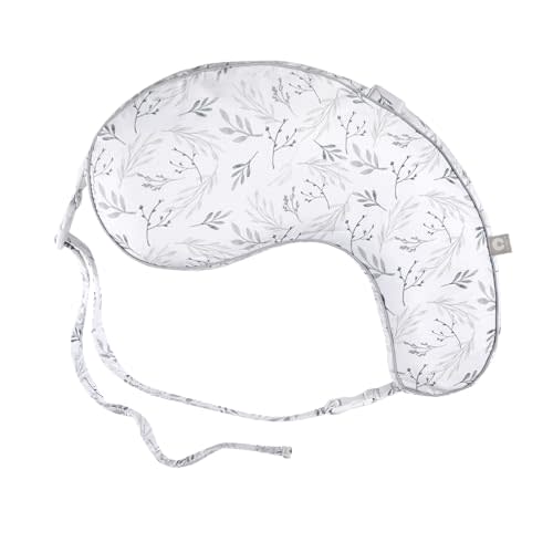 Boppy Uplift Nursing Pillow, Gray Gentle Leaves, Designed to Help Reduce Reflux Symptoms for Breastfeeding, Bottle Feeding or Combo-Feeding; Plus-Sized, Comfortably Contoured Feeding Pillow
