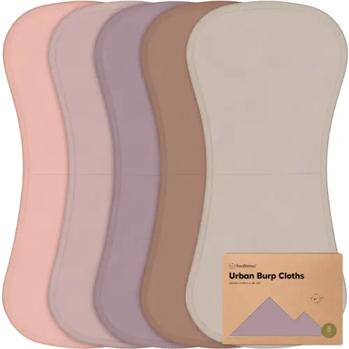 Organic Burp Cloths Baby Boy & Girl - 5-Pack Super Absorbent Cotton Burping Cloths for Babies, Soft & Plush Newborn Spit Up Rags, Infant Towels for Milk Spit Up, Unisex, Large 21" x 10" (Mauve)