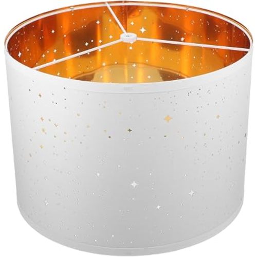 Kichvoe 9.5 Inch Fabric Drum Lamp Shade with Starry Pattern for Table and Ceiling Lamps Hollow Out Design Lampshade Replacement for Bedroom and Living Room Decor