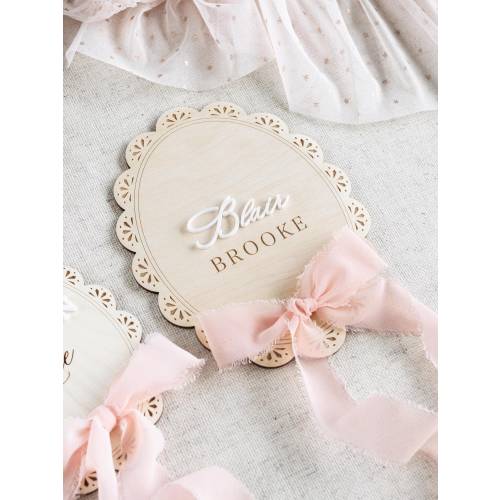 Lace Frame Hospital Birth Announcement Sign, Newborn Arrival, Nursery Decor, Baby Shower Gift, Girl Milestone Marker, Coquette Bow Ribbon