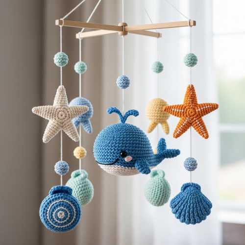 Custom Crochet Whale Baby Mobile: Handmade Nursery Decor