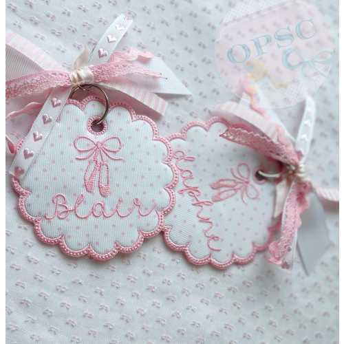 Custom Ballet Bag Tag | Embroidered Personalized Girls Dance Bag Charm | Ballerina Kids Name Tag for Backpack, Recital Gift, Diaper Bag