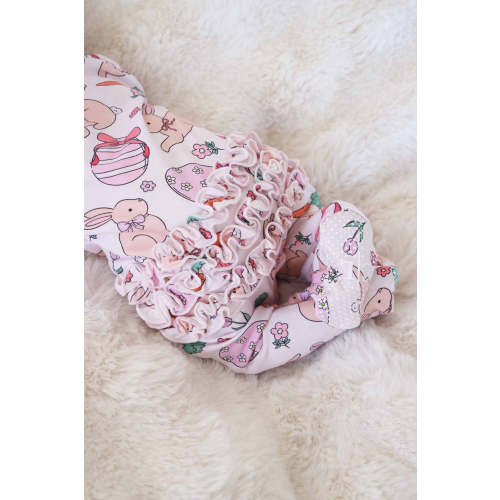 Hoppy Spring Ruffle Zipper Footie | Pink